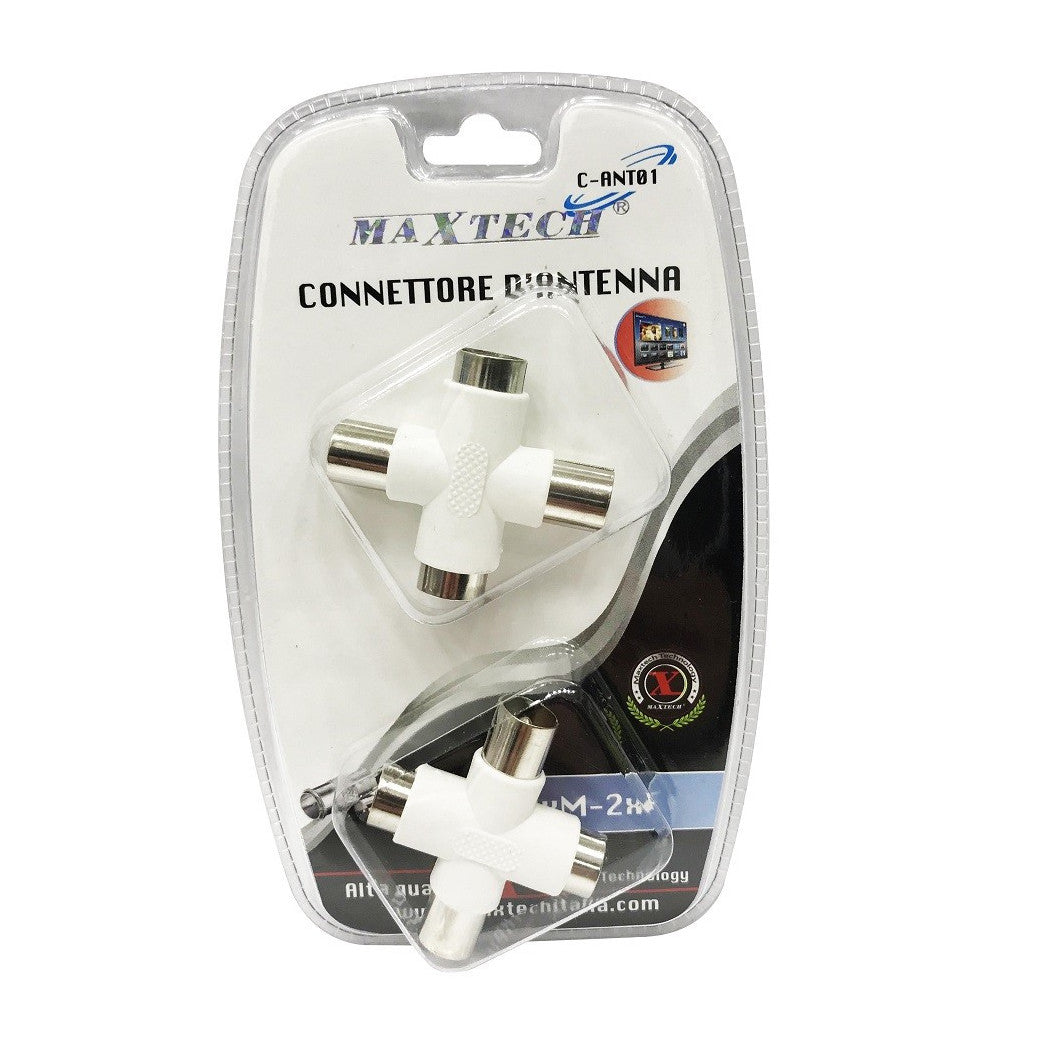 ANTENNENSTECKER TV 2 MÄNNLICH 2 WEIBLICH ADAPTER MAXTECH C-ANT01