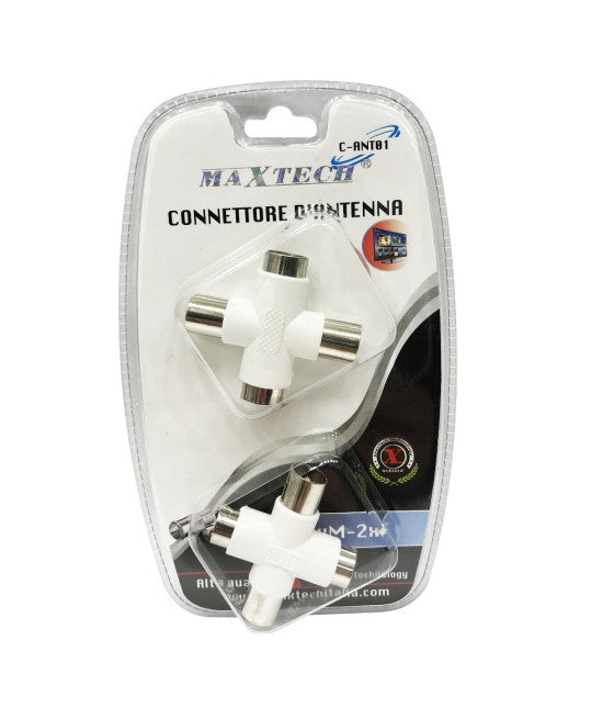 ANTENNENSTECKER TV 2 MÄNNLICH 2 WEIBLICH ADAPTER MAXTECH C-ANT01