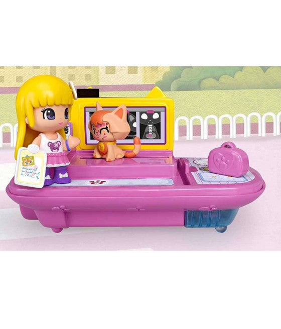 AMBULANZ MIT LICHT UND TON, MIT FIGUR UND WELPE + PINYPON-ZUBEHÖR