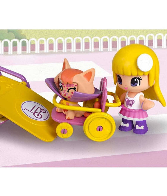 AMBULANZ MIT LICHT UND TON, MIT FIGUR UND WELPE + PINYPON-ZUBEHÖR