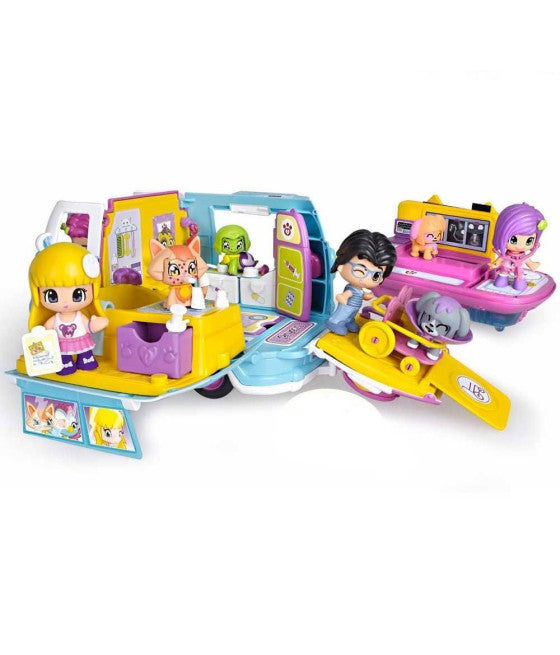 AMBULANZ MIT LICHT UND TON, MIT FIGUR UND WELPE + PINYPON-ZUBEHÖR