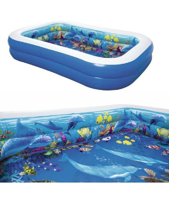 3D MARINE ABENTEUER POOL 262X175X51CM 2 RINGE 3D SCHUTZBRILLE 54177
