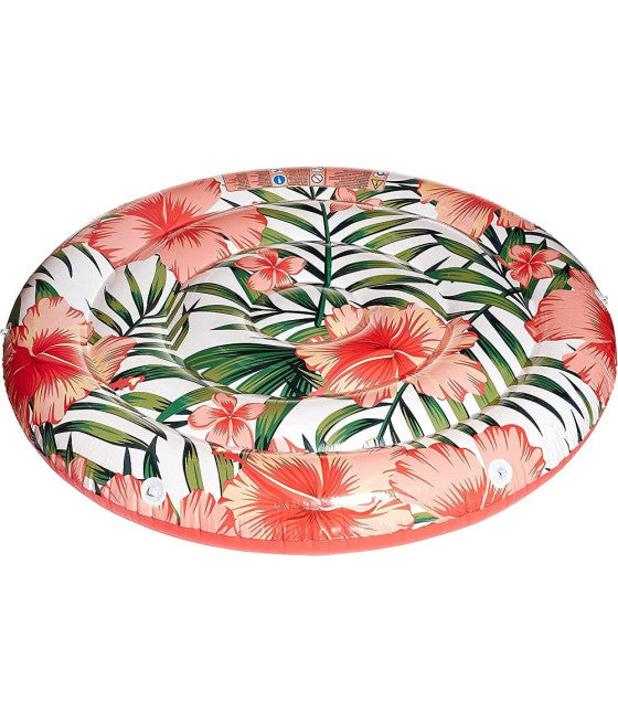 AUFBLASBARE INSEL PALMEN TROPISCHE BLUMEN MATRATZE 158 CM SEIL 43410