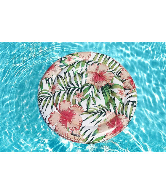 AUFBLASBARE INSEL PALMEN TROPISCHE BLUMEN MATRATZE 158 CM SEIL 43410