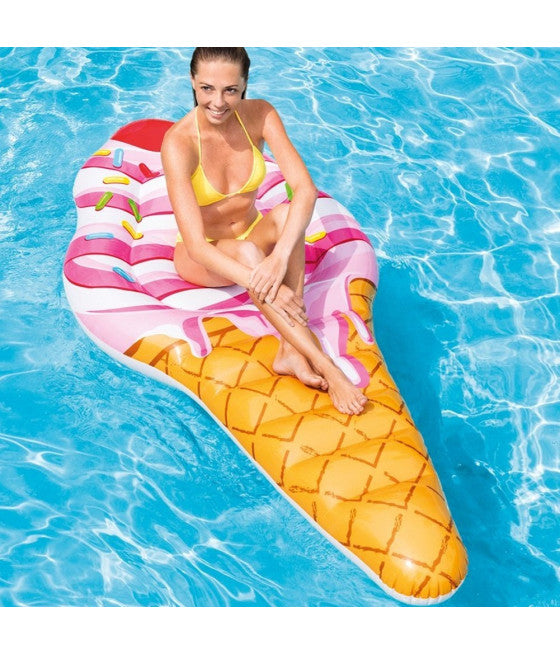 AUFBLASBARE INSELMATRATZE PVC EISCREME KEGEL MEER POOL 224X107CM