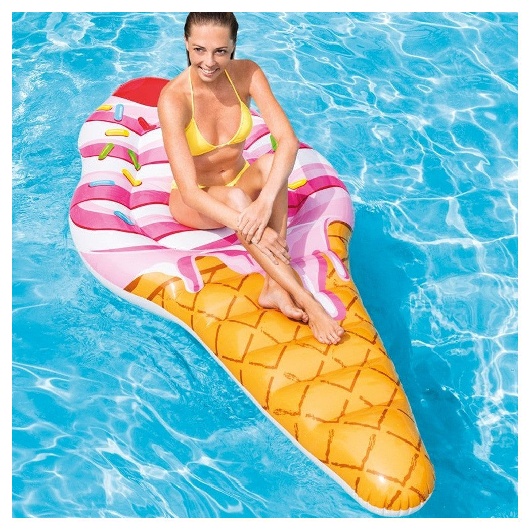 AUFBLASBARE INSELMATRATZE PVC EISCREME KEGEL MEER POOL 224X107CM