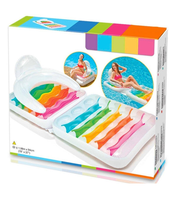 2-IN-1 AUFBLASBARE FALTBARE POOLMATRATZE MIT RÜCKENLEHNE 198X94CM