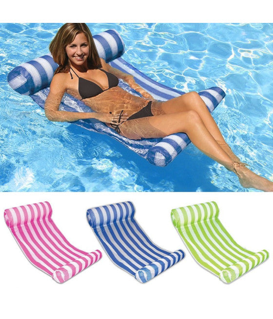 AUFBLASBARE HÄNGEMATTE MATRATZE FÜR SCHWIMMBAD MEER ENTSPANNEN PVC STOFF 130X70CM
