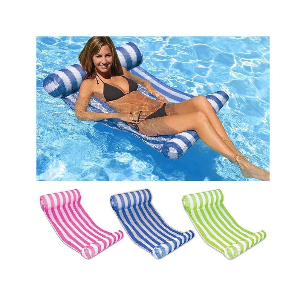 AUFBLASBARE HÄNGEMATTE MATRATZE FÜR SCHWIMMBAD MEER ENTSPANNEN PVC STOFF 130X70CM