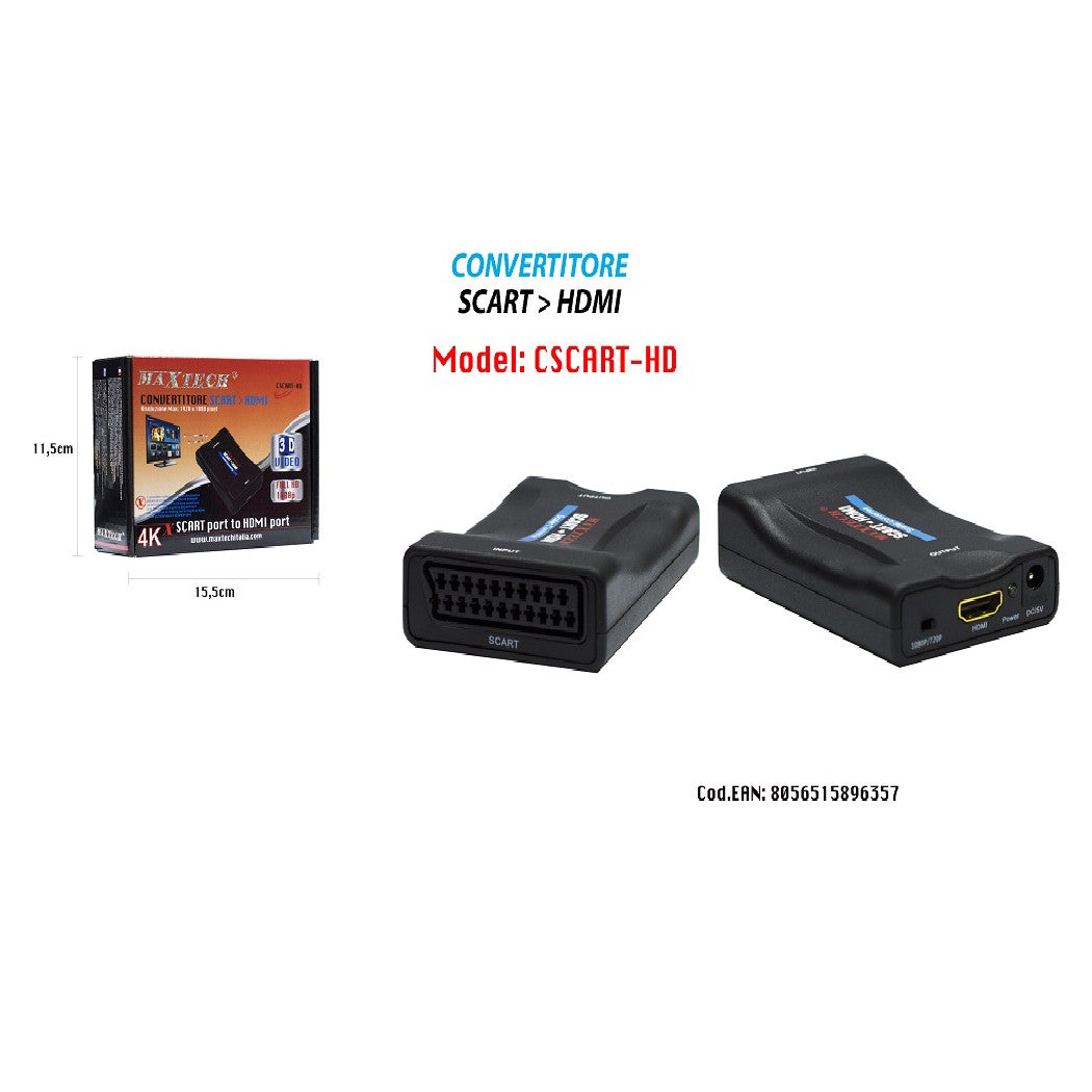 AUDIO VIDEO SCART ZU DIGITAL HDMI FULL HD 1080P CSCART-HD KONVERTER