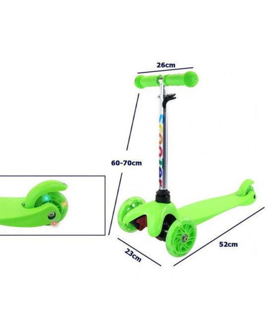 3-RAD-SCOOTER FÜR JUNGEN/MÄDCHEN, HÖHENVERSTELLBAR, MIT LED-LICHTERN UND BREMSE