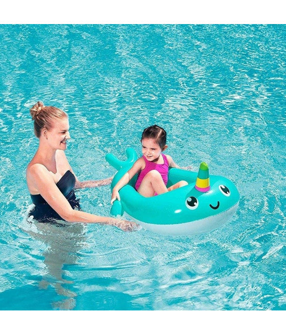 AUFBLASBARE NARWHAL FORM SCHLAUCHBOOT MEER POOL 118X89 CM KINDER 34120