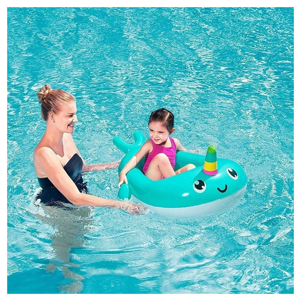 AUFBLASBARE NARWHAL FORM SCHLAUCHBOOT MEER POOL 118X89 CM KINDER 34120