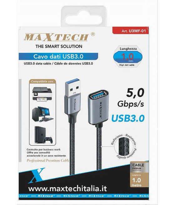 ACVO DATI PROLUNGA USB3.0 MACHINERY A FEMMINA 1 MT STAMPANTE PC U3MF-01