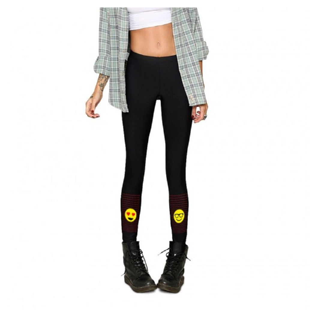 80 DEN EINHEITSGRÖSSE SCHWARZE STRUMPFHOSE MIT EMOJI