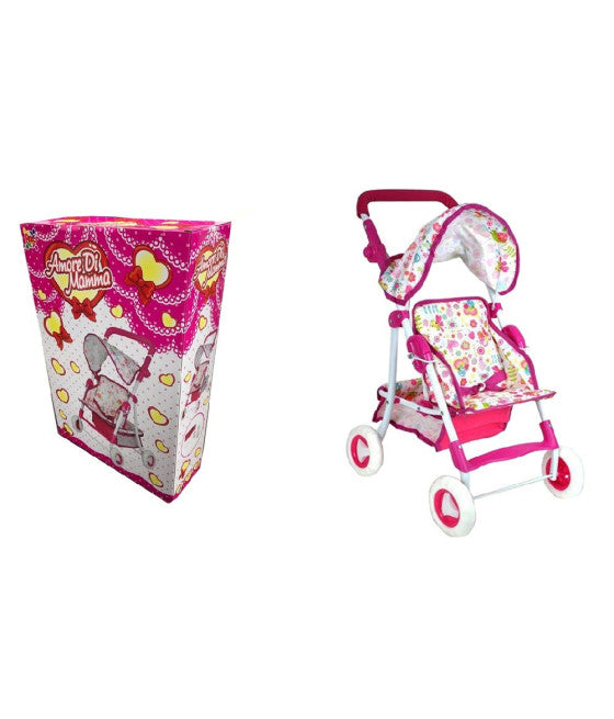 60CM PINKER METALL-KLAPP-PUPPEN-SPIELZEUGWAGEN