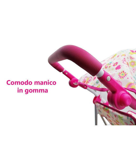 60CM PINKER METALL-KLAPP-PUPPEN-SPIELZEUGWAGEN