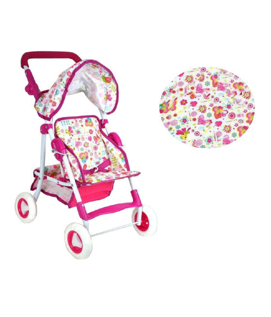 60CM PINKER METALL-KLAPP-PUPPEN-SPIELZEUGWAGEN