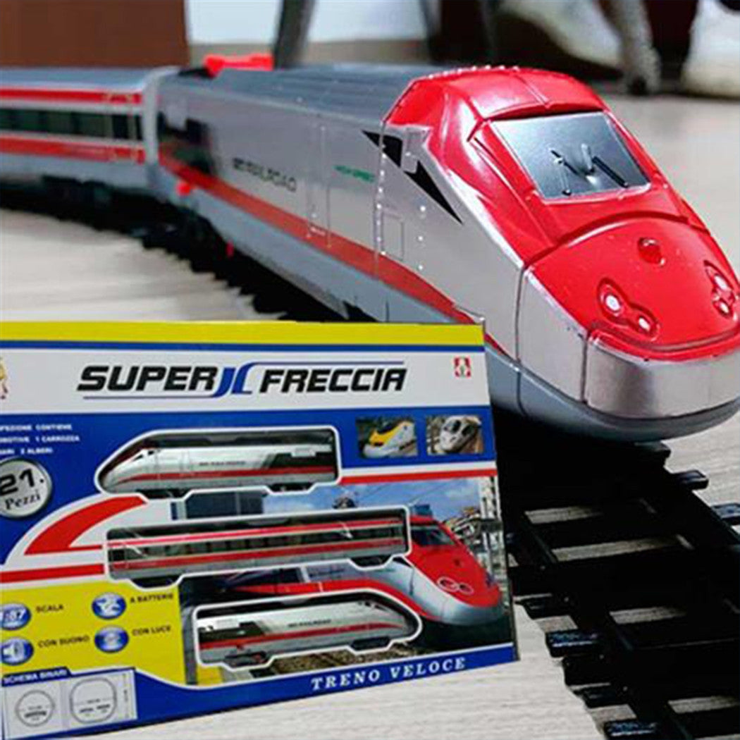 21-TEILIGE SUPER-PFEILWAGEN-ZUGSTRECKE MIT GERÄUSCHEN UND LICHTERN