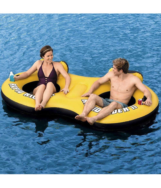 2-SITZ-SESSEL MIT AUFBLASBARER MATRATZE UND RÜCKENLEHNE, GETRÄNKEHALTERNETZ