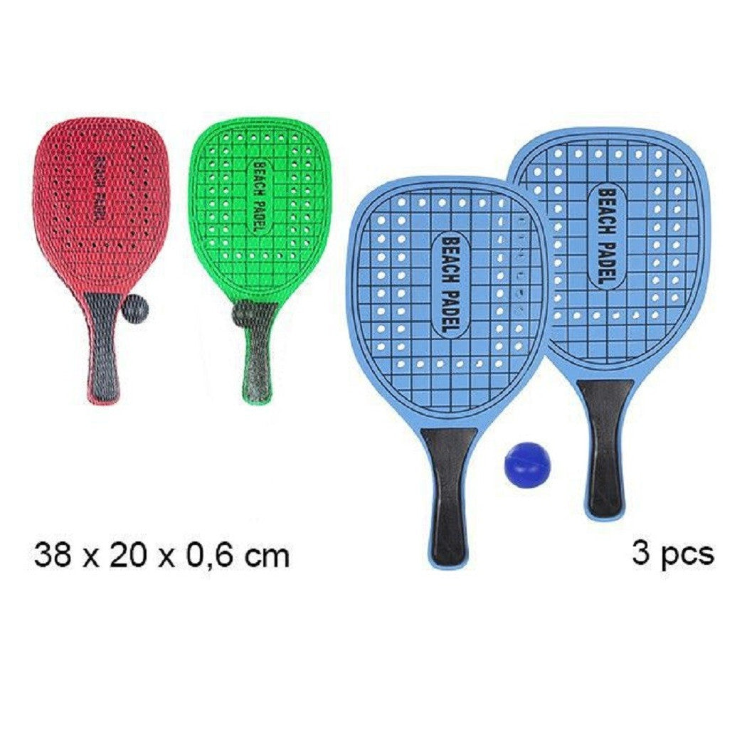 3STÜCK FARBIGE RECHTECKIGE STRANDTENNISSCHLÄGER 38X20X0,6CM
