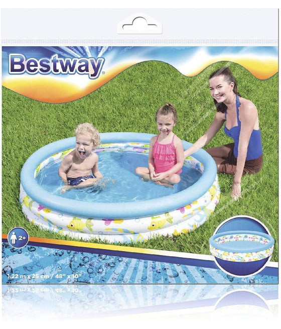 122CM RUNDEN AUFBLASBAREN OBERIRDISCHEN SCHWIMMBAD FÜR KINDER GARTEN 3 RINGE