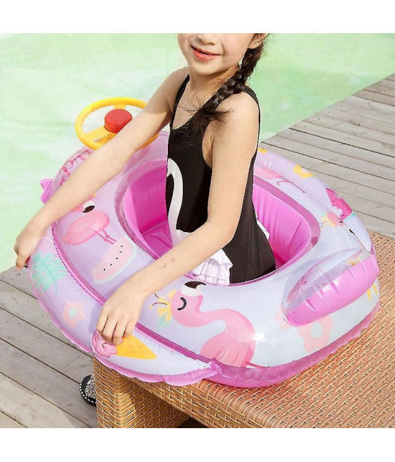 AUFBLASBARE BABYSCHWIMMWESTE FÜR MÄDCHEN MIT HÖSCHEN UND RÜCKENLEHNE 70 CM FARBE ROSA