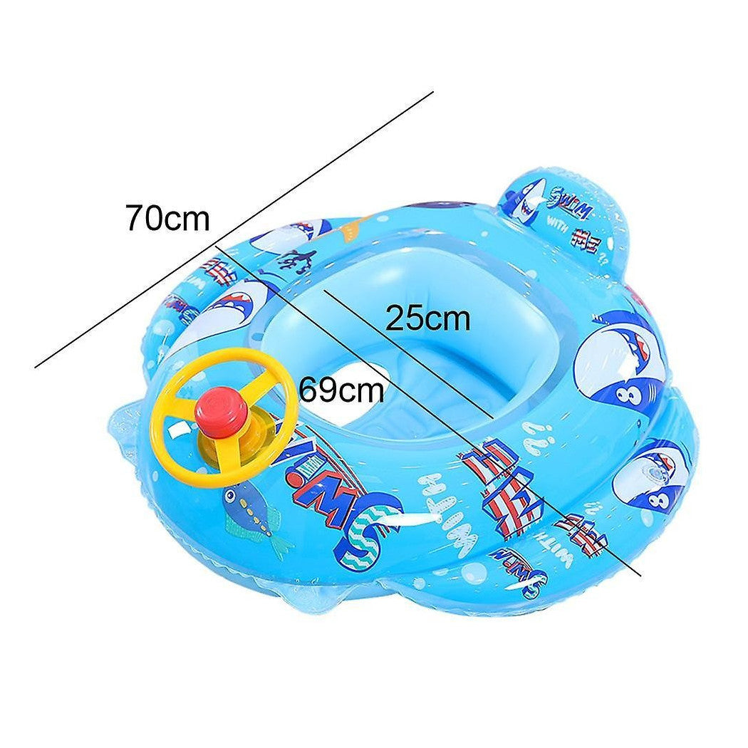 AUFBLASBARE KINDERSCHWIMMWESTE MIT HÖSCHEN UND RÜCKENLEHNE 70 CM BLAUER HAI