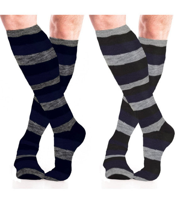 12 PAAR MÄNNER BAUMWOLLE LANGE SOCKEN SORTIERTE FARBEN BREITE STREIFEN AK-119