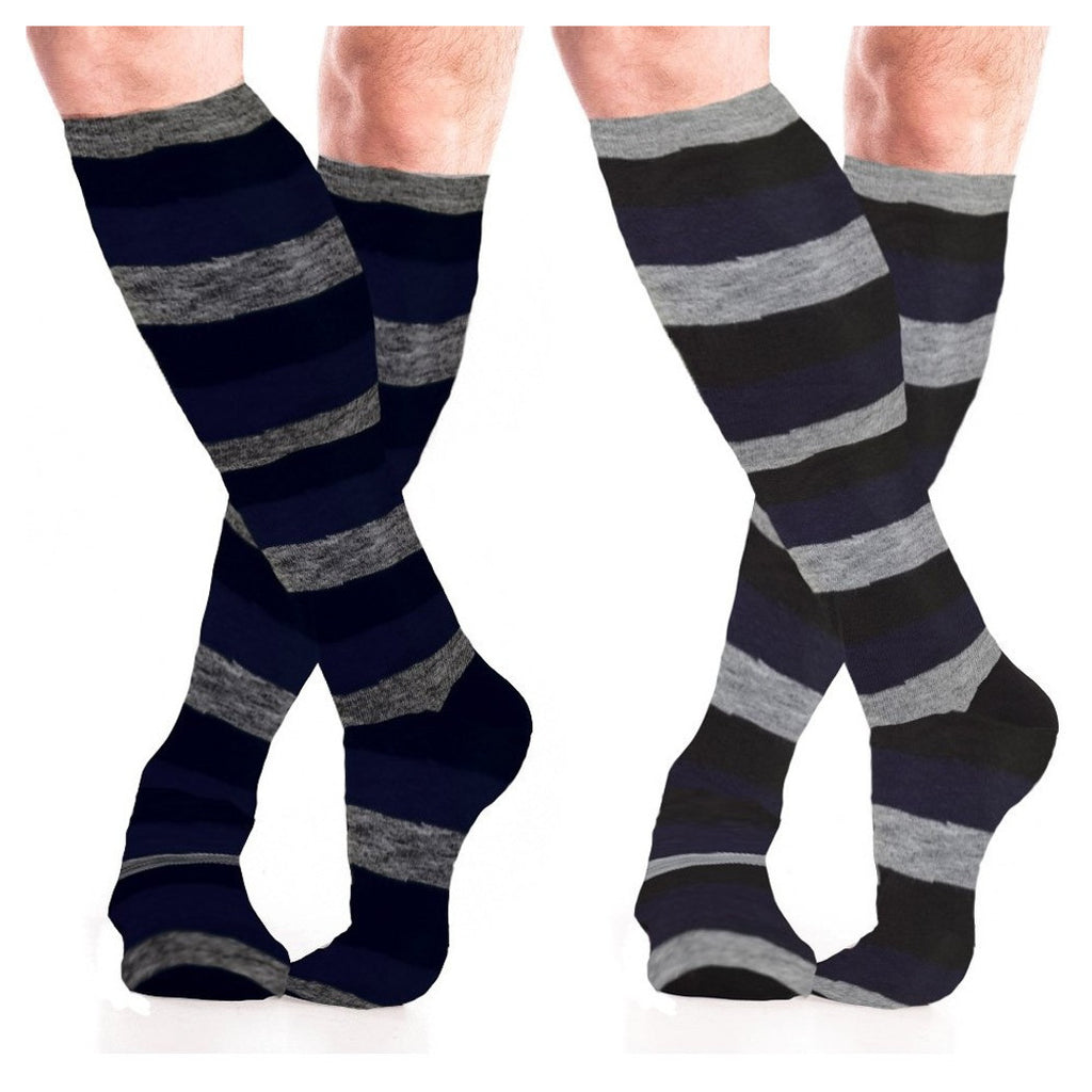 12 PAAR MÄNNER BAUMWOLLE LANGE SOCKEN SORTIERTE FARBEN BREITE STREIFEN AK-119