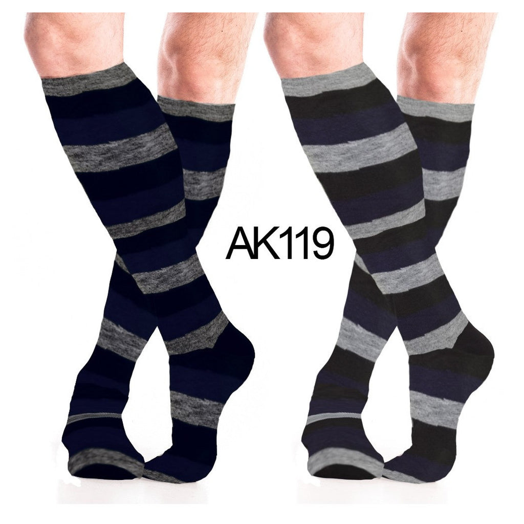 12 PAAR MÄNNER BAUMWOLLE LANGE SOCKEN SORTIERTE FARBEN BREITE STREIFEN AK-119