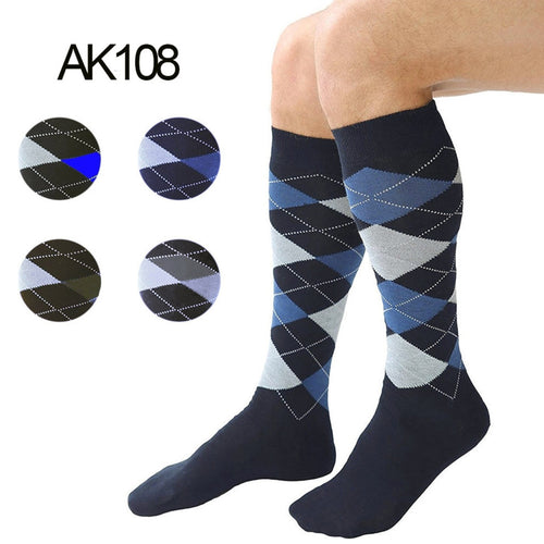 12 PAAR LANGE SOCKEN AUS BAUMWOLLE FÜR MÄNNER, SORTIERTE FARBEN, RAUTEN AK-108