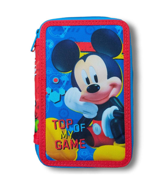 3-REISSVERSCHLUSS-SCHULMÄPPCHEN MICKEY MOUSE MIT BUNTSTIFTEN UND MARKERN MM