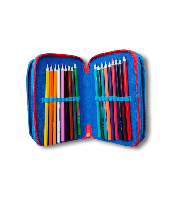 3-REISSVERSCHLUSS-SCHULMÄPPCHEN MICKEY MOUSE MIT BUNTSTIFTEN UND MARKERN MM