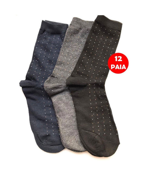 12PAIA CALZE CALZINI POIS UOMO META POLPACCIO IN COTONE CALDO TG 40/46