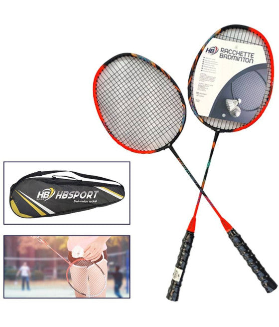2ER-SET PROFI-BADMINTONSCHLÄGER MIT ERGONOMISCHEM GRIFF UND KOFFERTASCHE