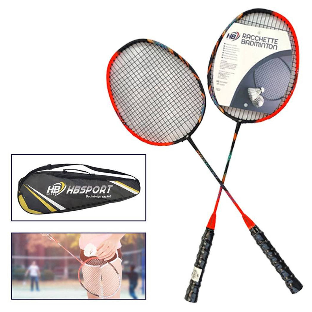 2ER-SET PROFI-BADMINTONSCHLÄGER MIT ERGONOMISCHEM GRIFF UND KOFFERTASCHE