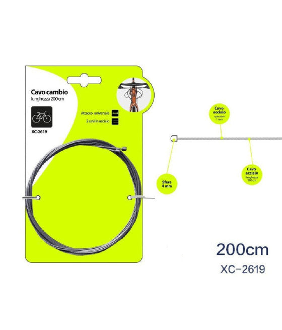 2 STÜCK UNIVERSAL-STAHLSEIL FAHRRAD-SCHALTZUG 200 CM XC-2619