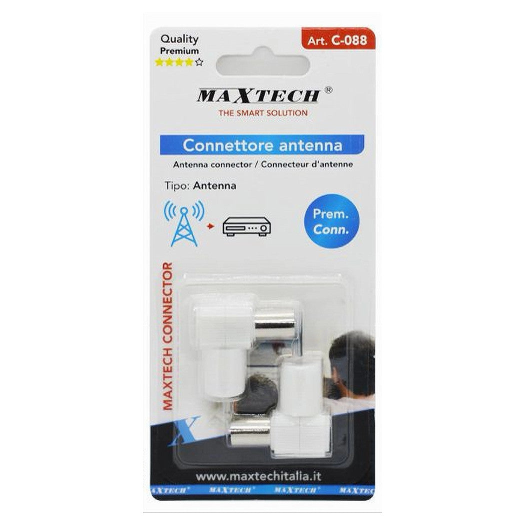 2 Stück 90° abgewinkelter TV-Antennenstecker, weibliches TV-Kabel C-088