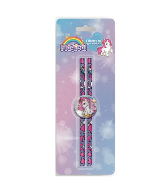 2 stücke Hb Bleistifte mit runder Gummi Magie Grafik Unicorn Girls 737908