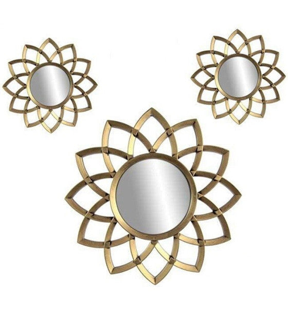 3 ANTIK-GOLDDEKORATIVE WANDSPIEGEL, KOSTENLOSE INSTALLATION, 25–35 cm