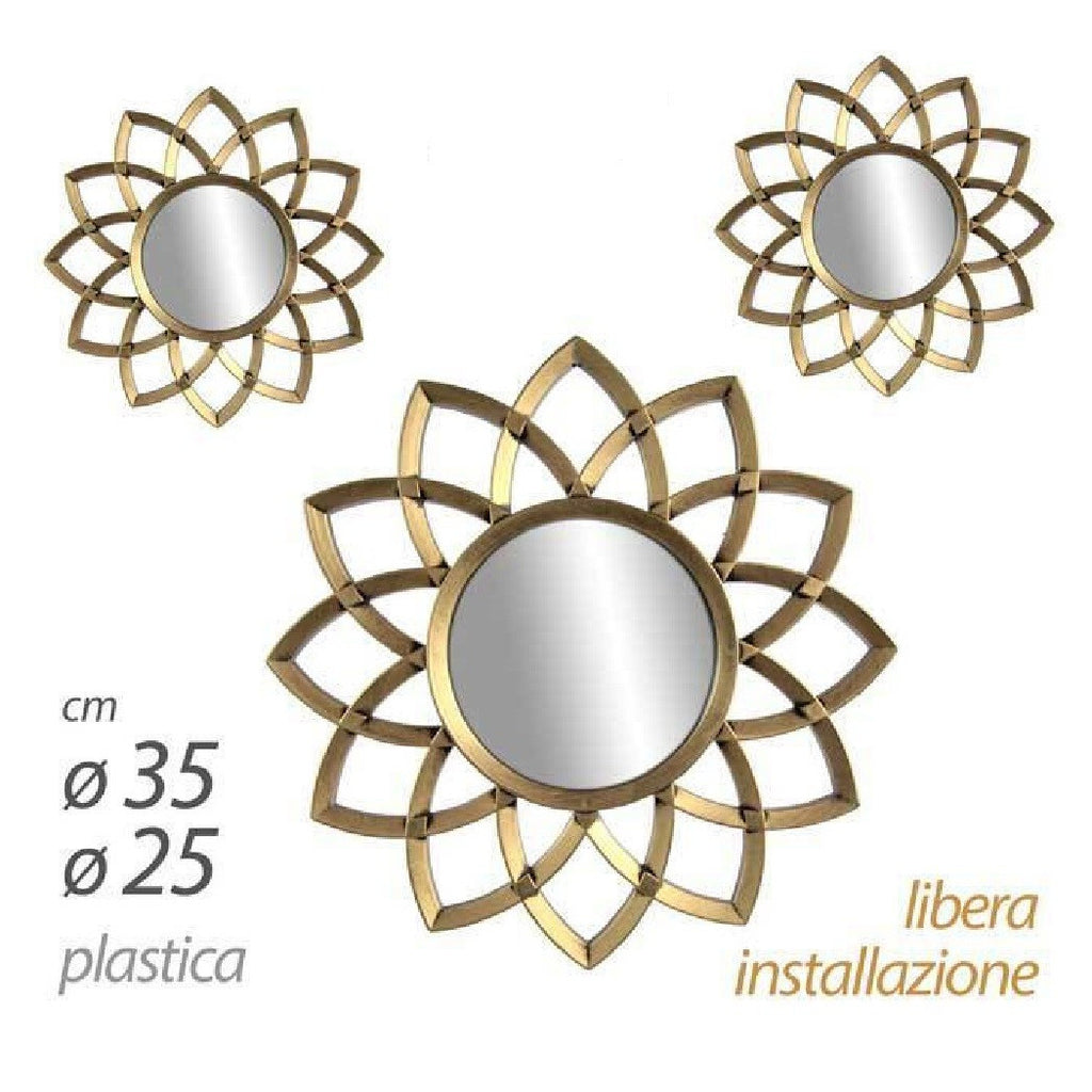 3 ANTIK-GOLDDEKORATIVE WANDSPIEGEL, KOSTENLOSE INSTALLATION, 25–35 cm