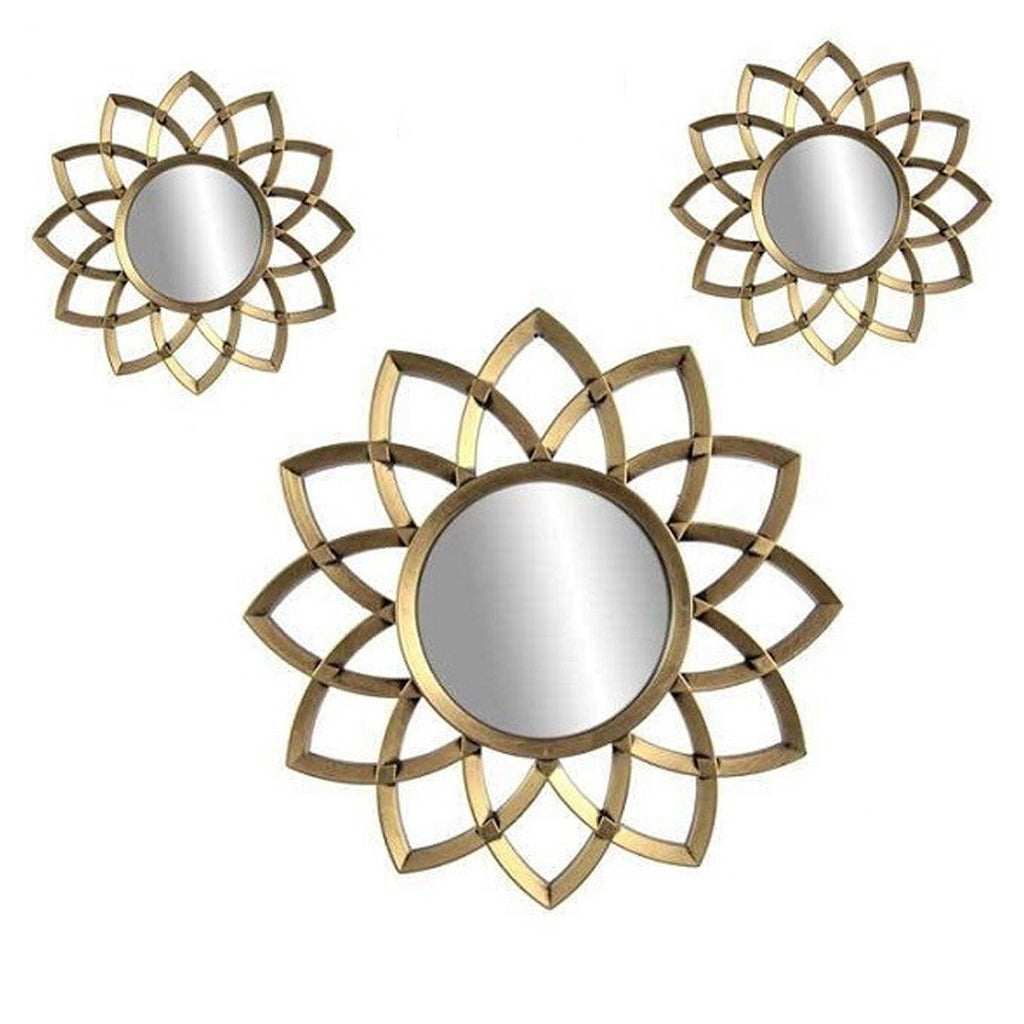 3 ANTIK-GOLDDEKORATIVE WANDSPIEGEL, KOSTENLOSE INSTALLATION, 25–35 cm