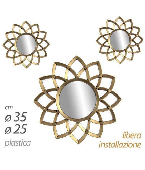 3 ANTIK-GOLDDEKORATIVE WANDSPIEGEL, KOSTENLOSE INSTALLATION, 25–35 cm