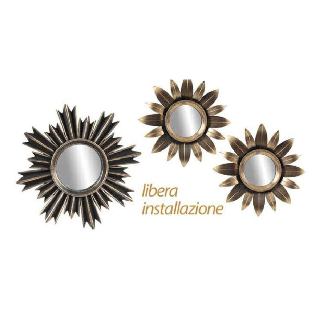 3 GOLDDEKORATIVE WANDSPIEGEL 25/35CM KUNSTSTOFFFREIE INSTALLATION