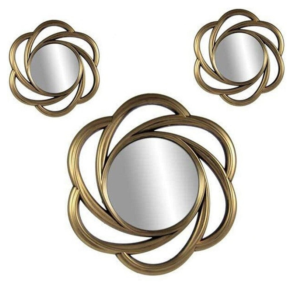 3 ANTIK-GOLDDEKORATIVE WANDSPIEGEL KOSTENLOSE INSTALLATION 20-35CM