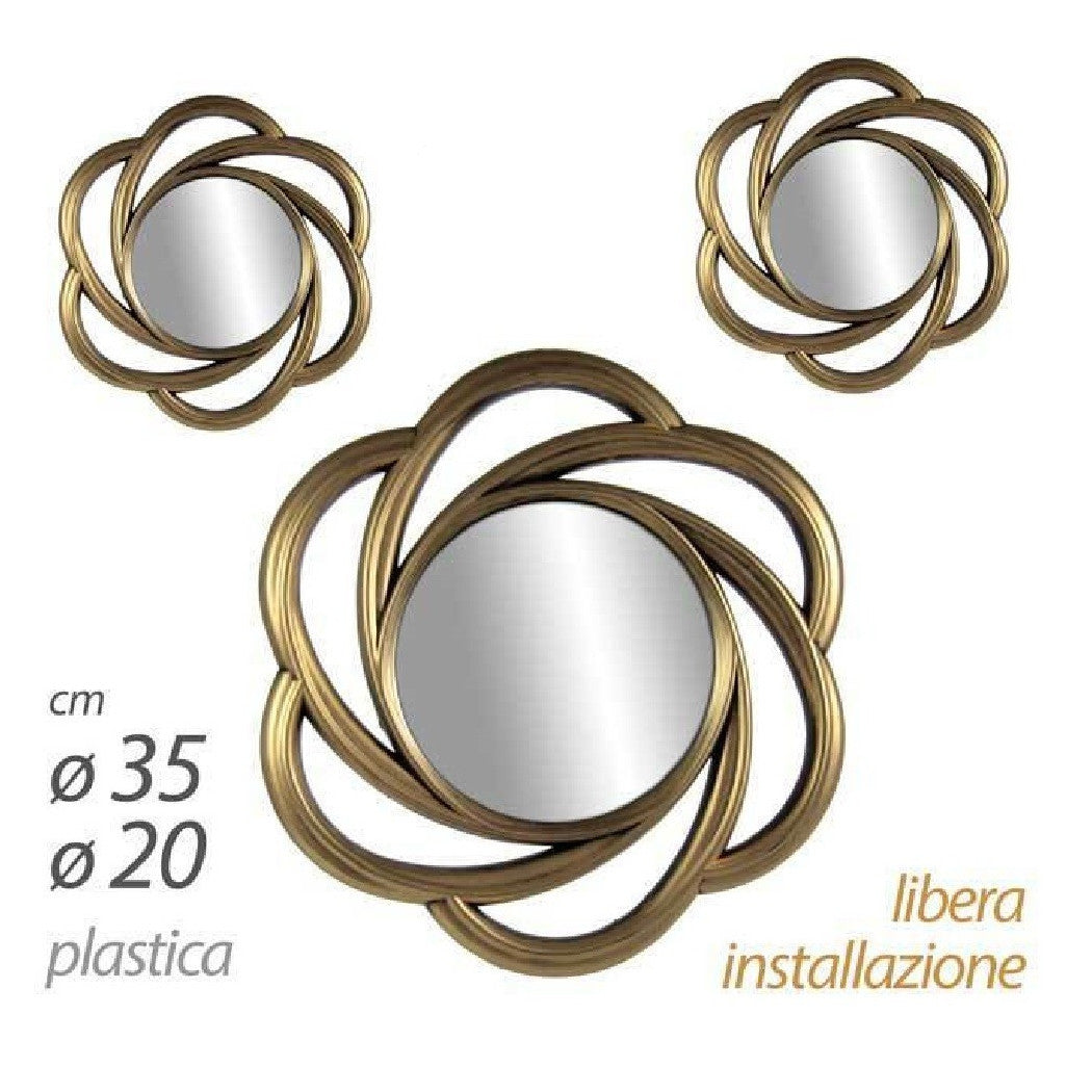 3 ANTIK-GOLDDEKORATIVE WANDSPIEGEL KOSTENLOSE INSTALLATION 20-35CM