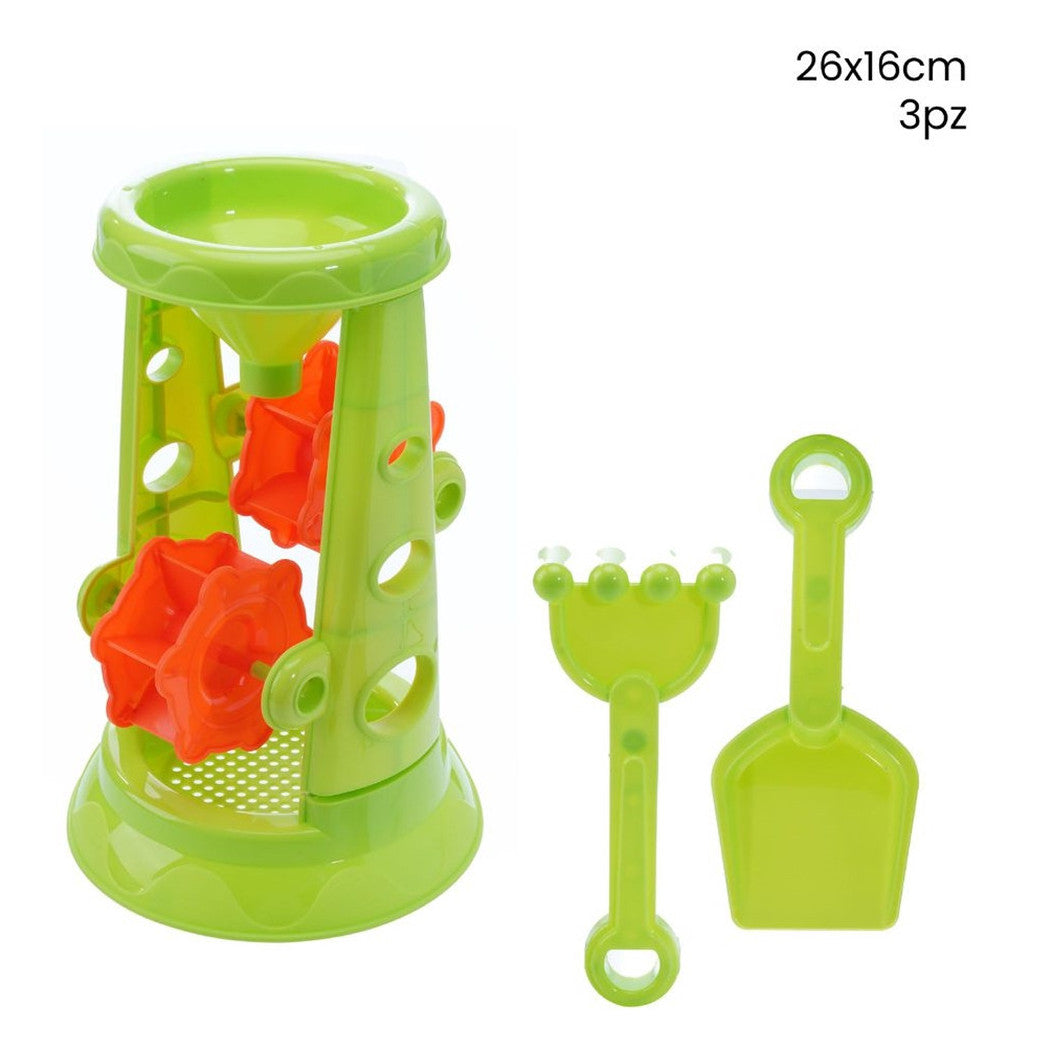 3 stücke Strand Strand Spiel mit Mühle Sanduhr Rake 258257