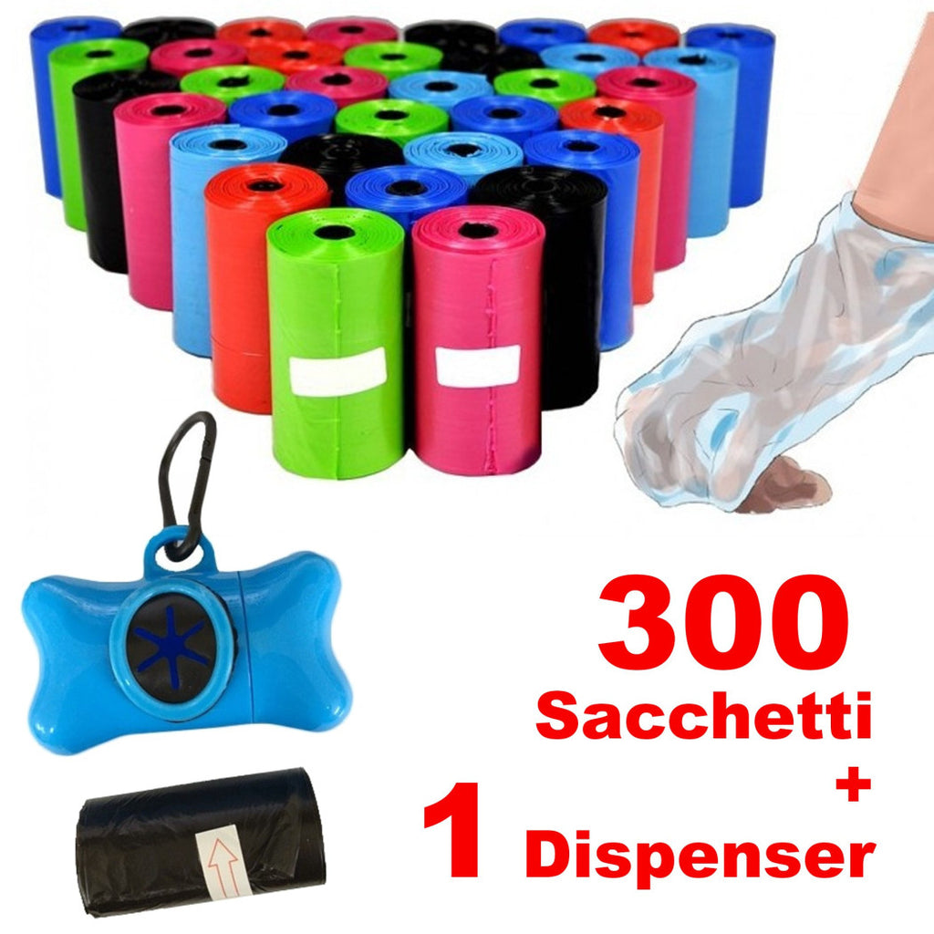 300 HYGIENEBEUTEL FÜR DIE HUNDEKOTSAMMLUNG MIT SPENDER