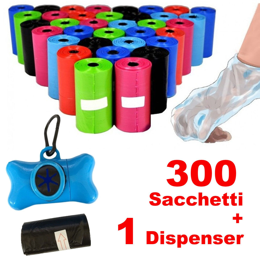 300 HYGIENEBEUTEL FÜR DIE HUNDEKOTSAMMLUNG MIT SPENDER